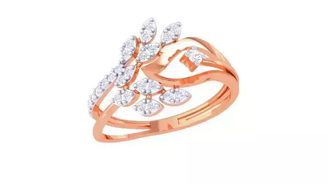 Plant Leaf Nature Theme Diamond Ring 3dm stl obj mtl glb gltf