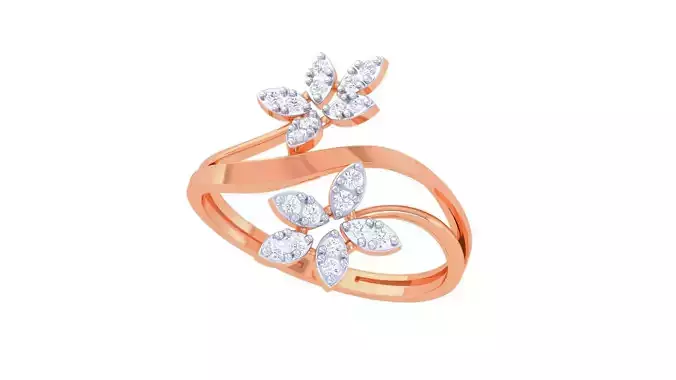 Plant Leaf Nature Theme Diamond Ring 3dm stl obj mtl glb gltf