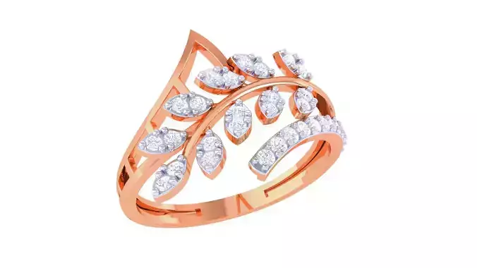 Plant Leaf Nature Theme Diamond Ring 3dm stl obj mtl glb gltf