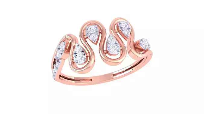 Plant Leaf Nature Theme Diamond Ring 3dm stl obj mtl glb gltf