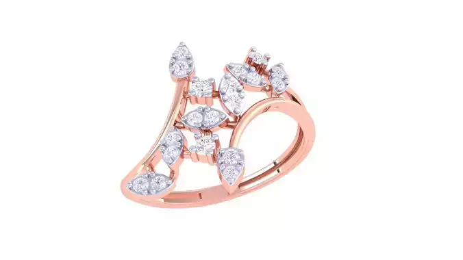 Plant Leaf Nature Theme Diamond Ring 3dm stl obj mtl glb gltf