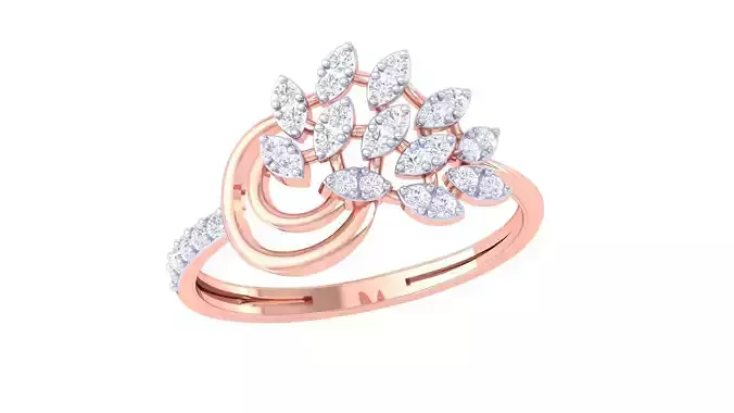 Plant Leaf Nature Theme Diamond Ring 3dm stl obj mtl glb gltf