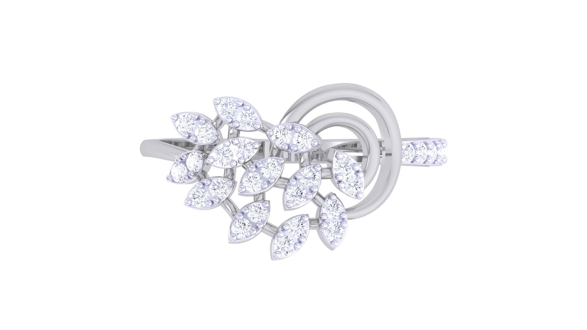 Plant Leaf Nature Theme Diamond Ring 3dm stl obj mtl glb gltf 3D print model_7