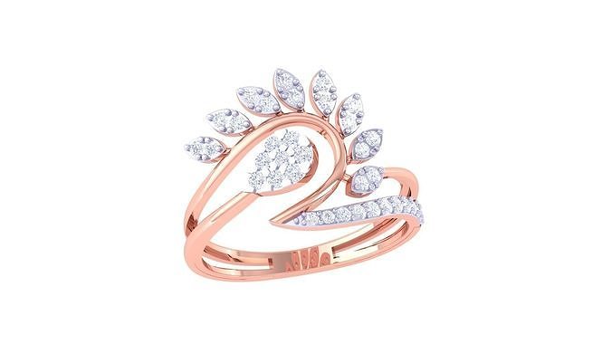 Plant Leaf Nature Theme Diamond Ring 3dm stl obj mtl glb gltf 3D print model