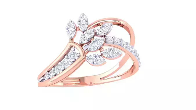 Plant Leaf Nature Theme Diamond Ring 3dm stl obj mtl glb gltf