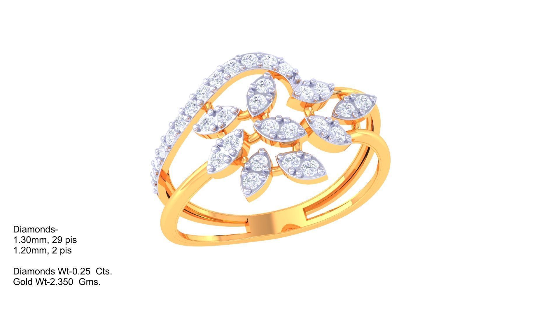 Plant Leaf Nature Theme Diamond Ring 3dm stl obj mtl glb gltf 3D print model_1