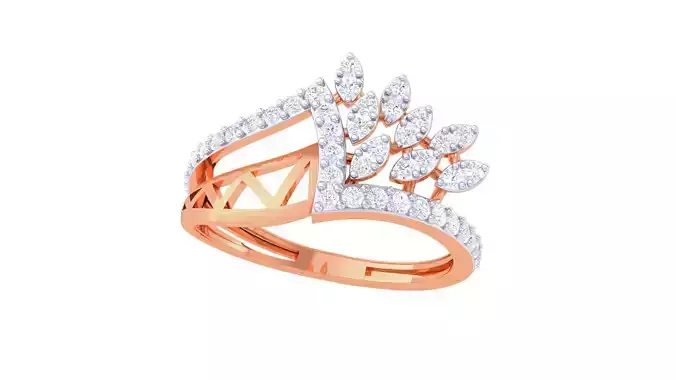 Plant Leaf Nature Theme Diamond Ring 3dm stl obj mtl glb gltf