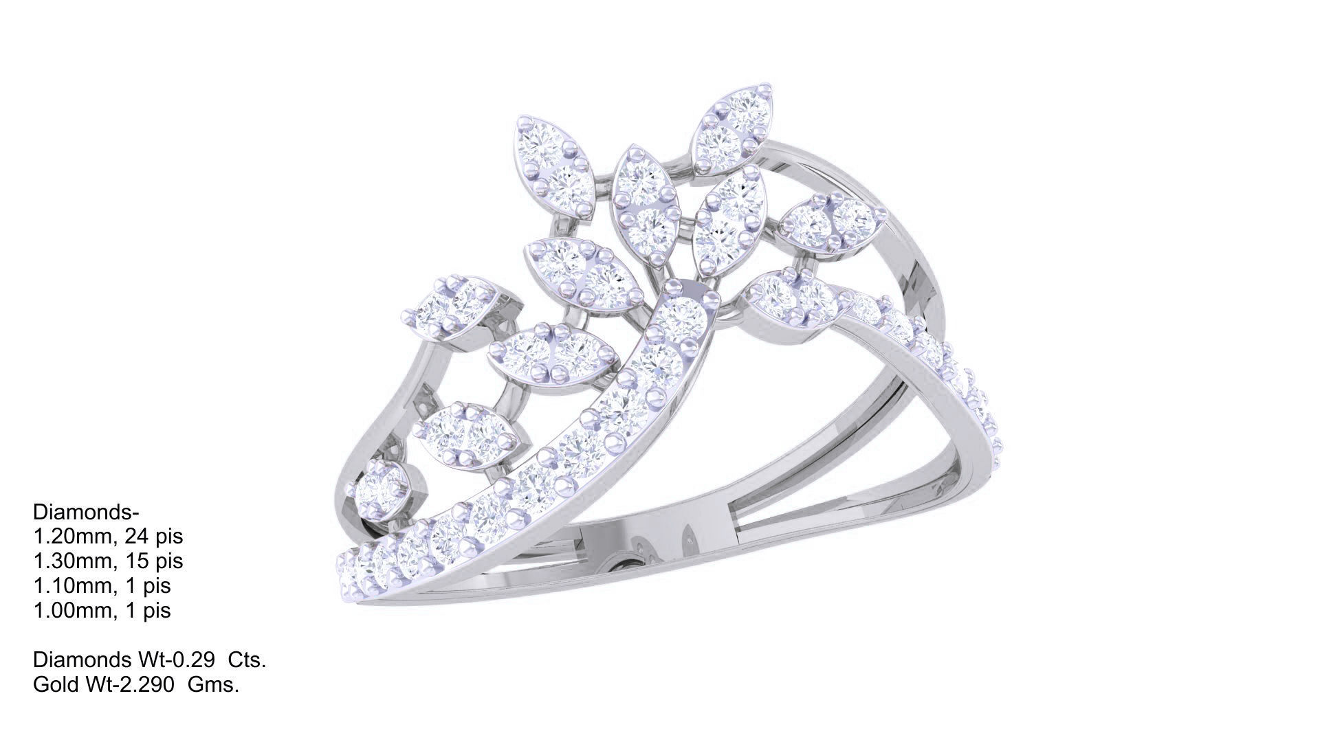 Plant Leaf Nature Theme Diamond Ring 3dm stl obj mtl glb gltf 3D print model_2