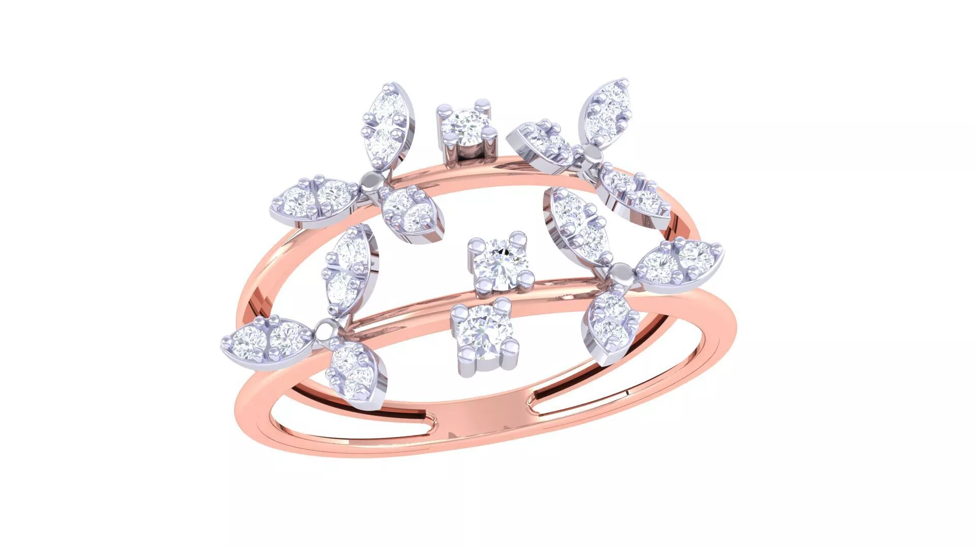 Plant Leaf Nature Theme Diamond Ring 3dm stl obj mtl glb gltf 3D print model