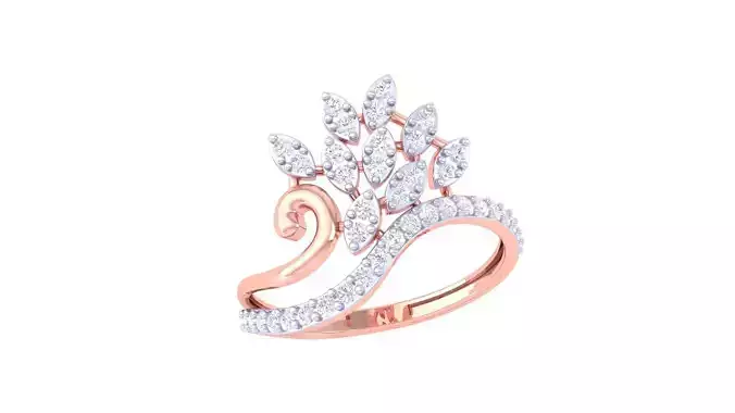 Plant Leaf Nature Theme Diamond Ring 3dm stl obj mtl glb gltf