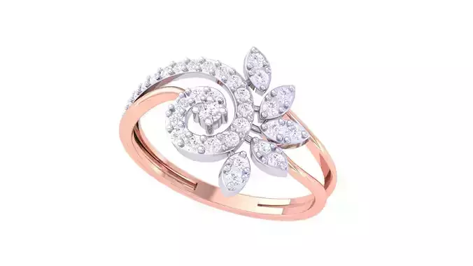 Plant Leaf Nature Theme Diamond Ring 3dm stl obj mtl glb gltf