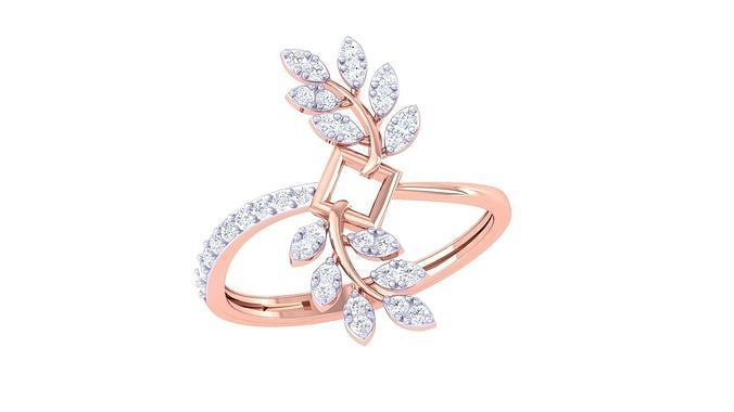 Plant Leaf Nature Theme Diamond Ring 3dm stl obj mtl glb gltf 3D print model