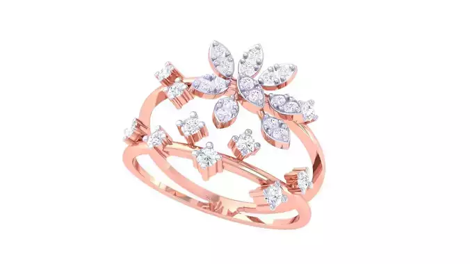 Plant Leaf Nature Theme Diamond Ring 3dm stl obj mtl glb gltf