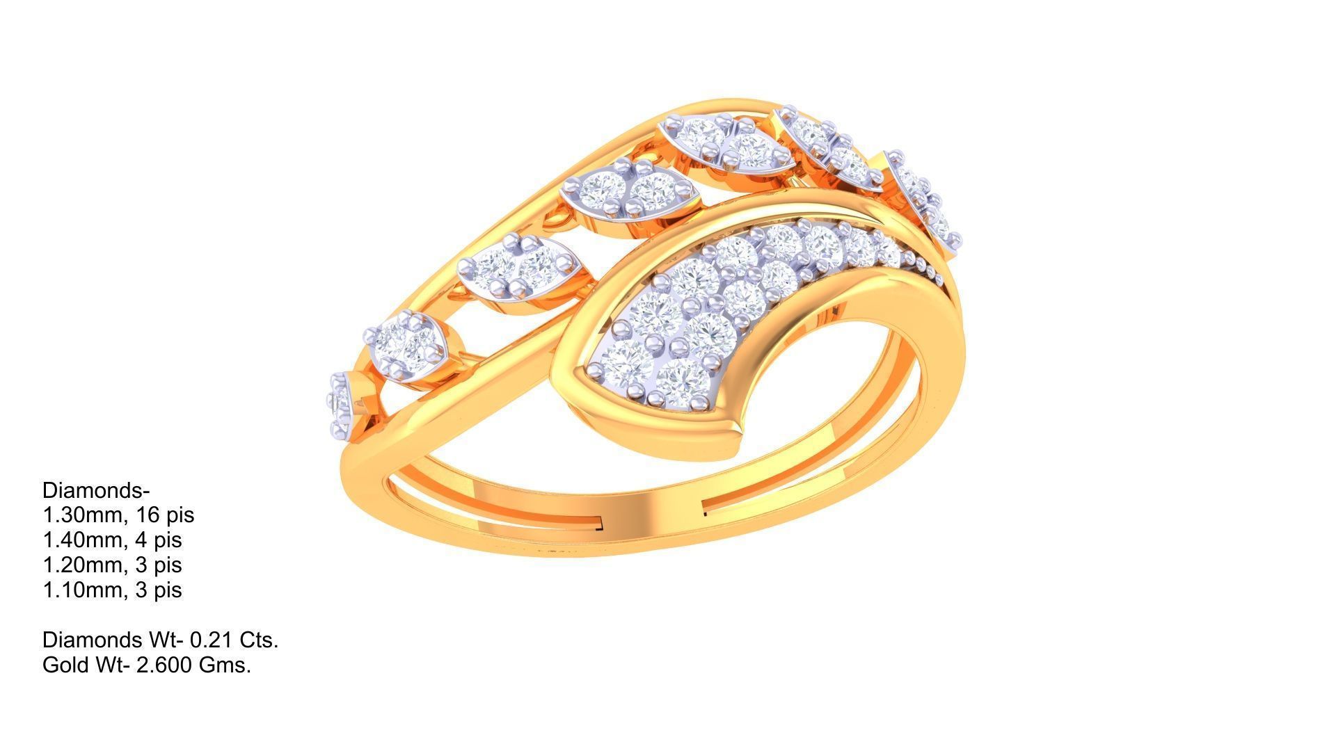 Plant Leaf Nature Theme Diamond Ring 3dm stl obj mtl glb gltf 3D print model_3