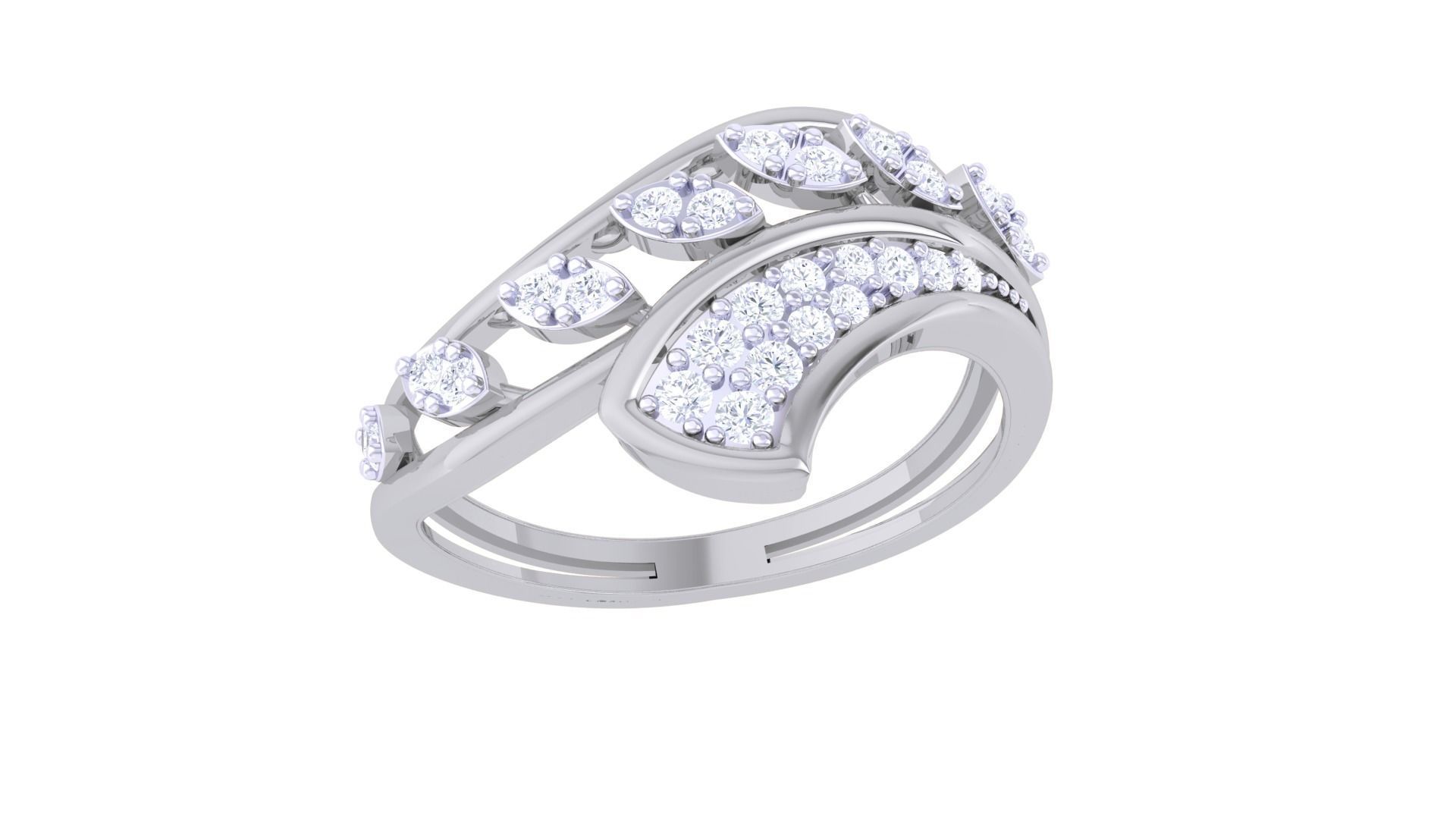 Plant Leaf Nature Theme Diamond Ring 3dm stl obj mtl glb gltf 3D print model_6