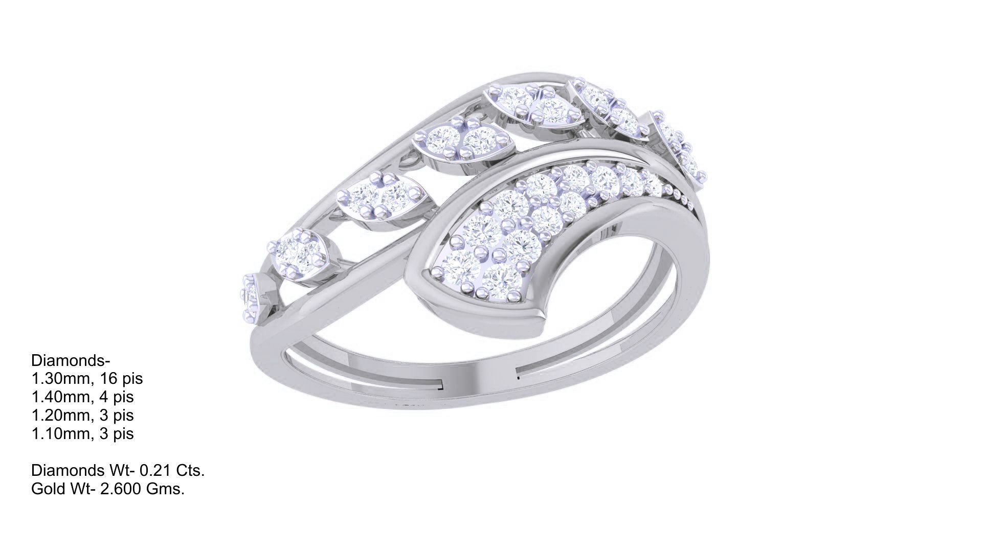 Plant Leaf Nature Theme Diamond Ring 3dm stl obj mtl glb gltf 3D print model_1