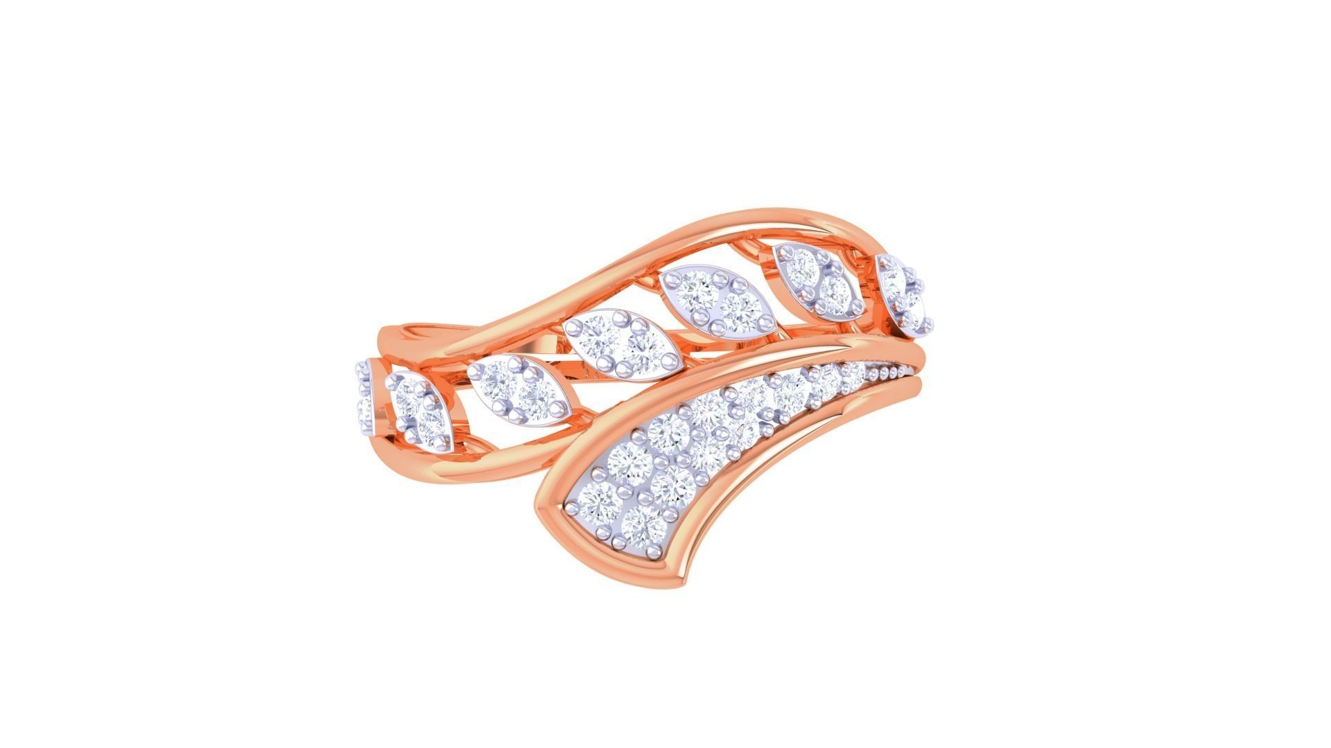 Plant Leaf Nature Theme Diamond Ring 3dm stl obj mtl glb gltf 3D print model_8