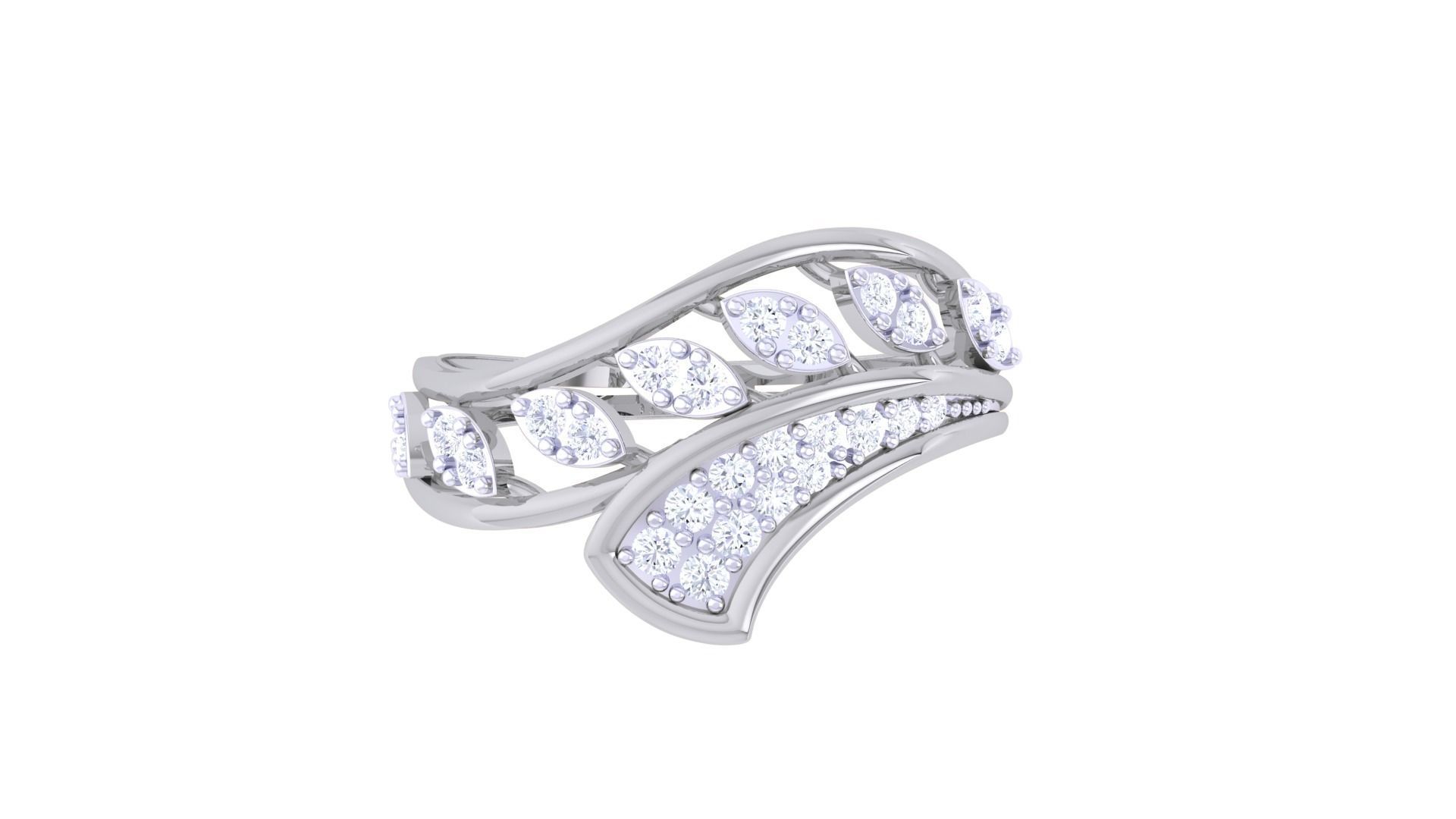 Plant Leaf Nature Theme Diamond Ring 3dm stl obj mtl glb gltf 3D print model_7