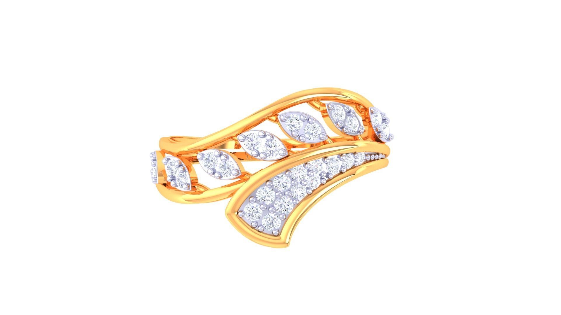 Plant Leaf Nature Theme Diamond Ring 3dm stl obj mtl glb gltf 3D print model_9