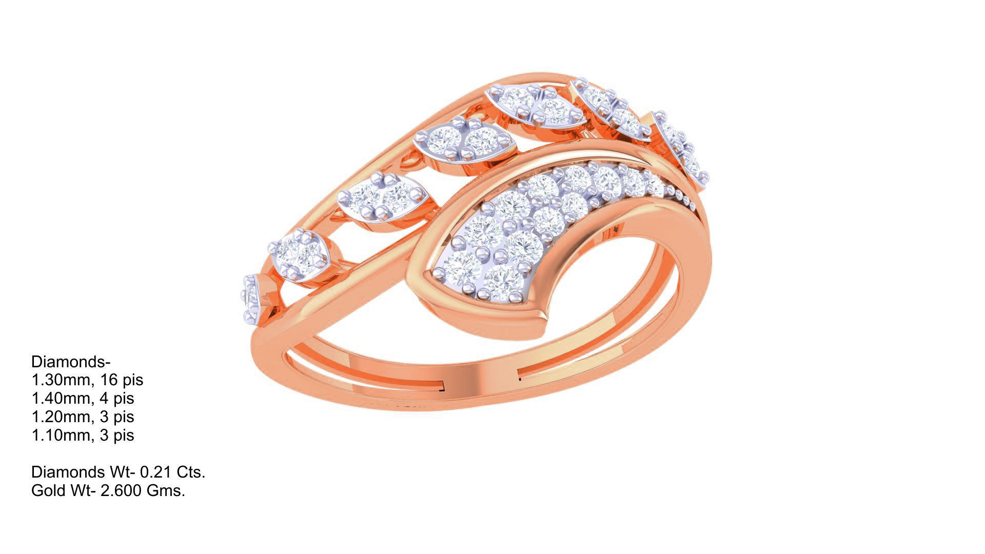 Plant Leaf Nature Theme Diamond Ring 3dm stl obj mtl glb gltf 3D print model_2