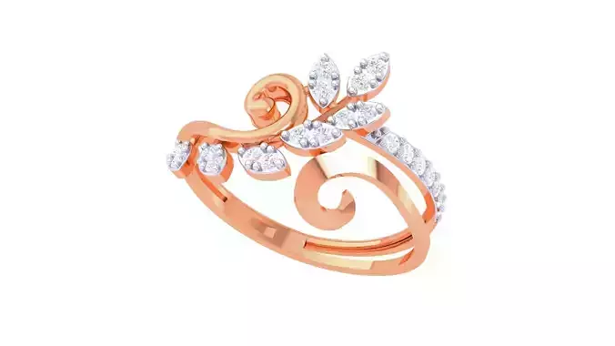 Plant Leaf Nature Theme Diamond Ring 3dm stl obj mtl glb gltf