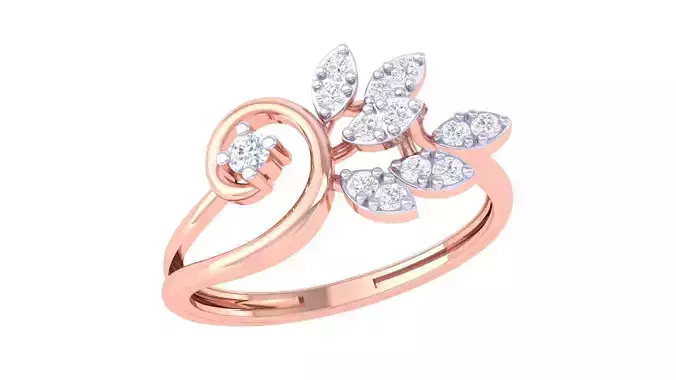 Plant Leaf Nature Theme Diamond Ring 3dm stl obj mtl glb gltf