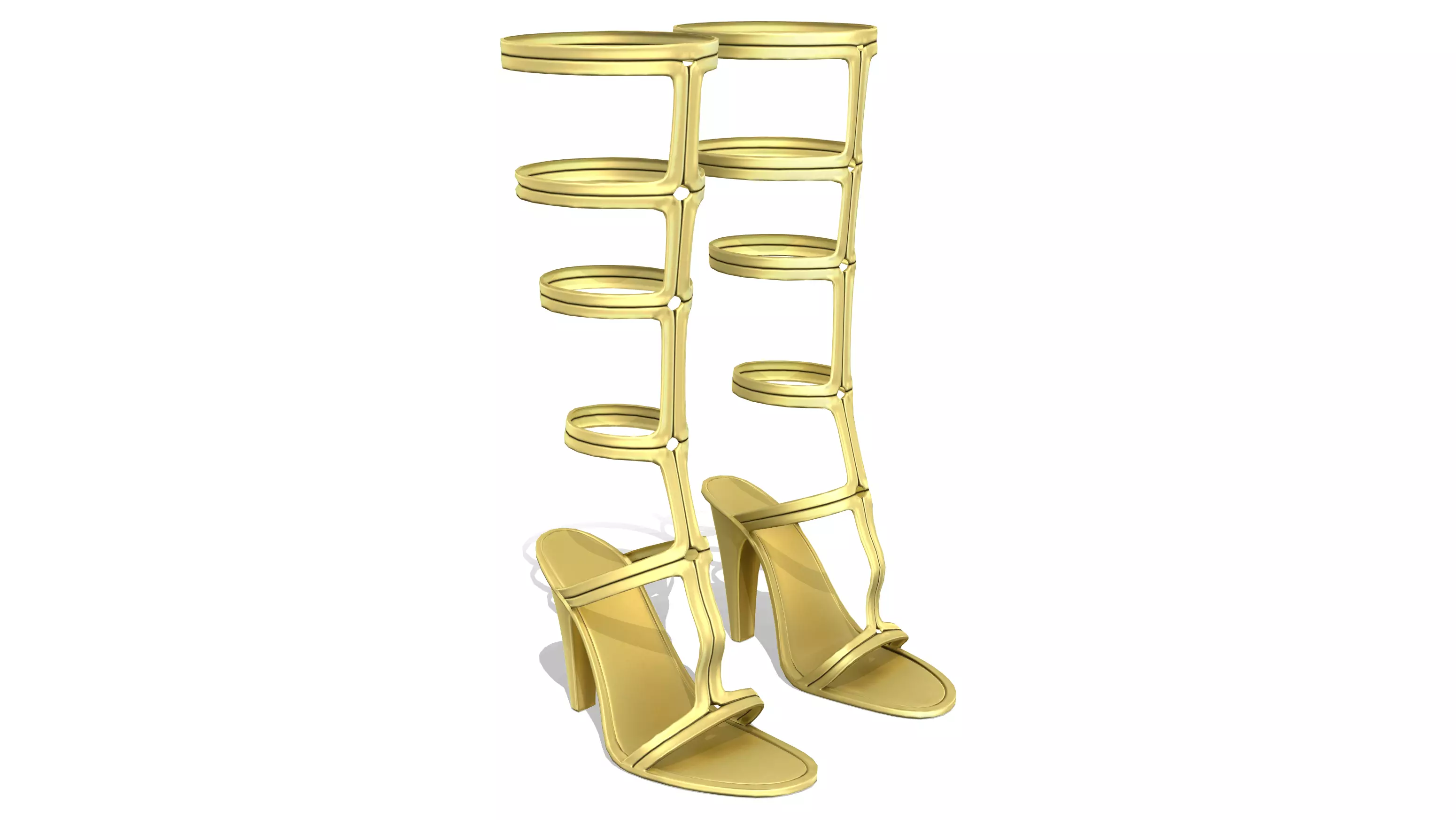 Female High Heel Gladiator Shoes Low-poly 3D model_0