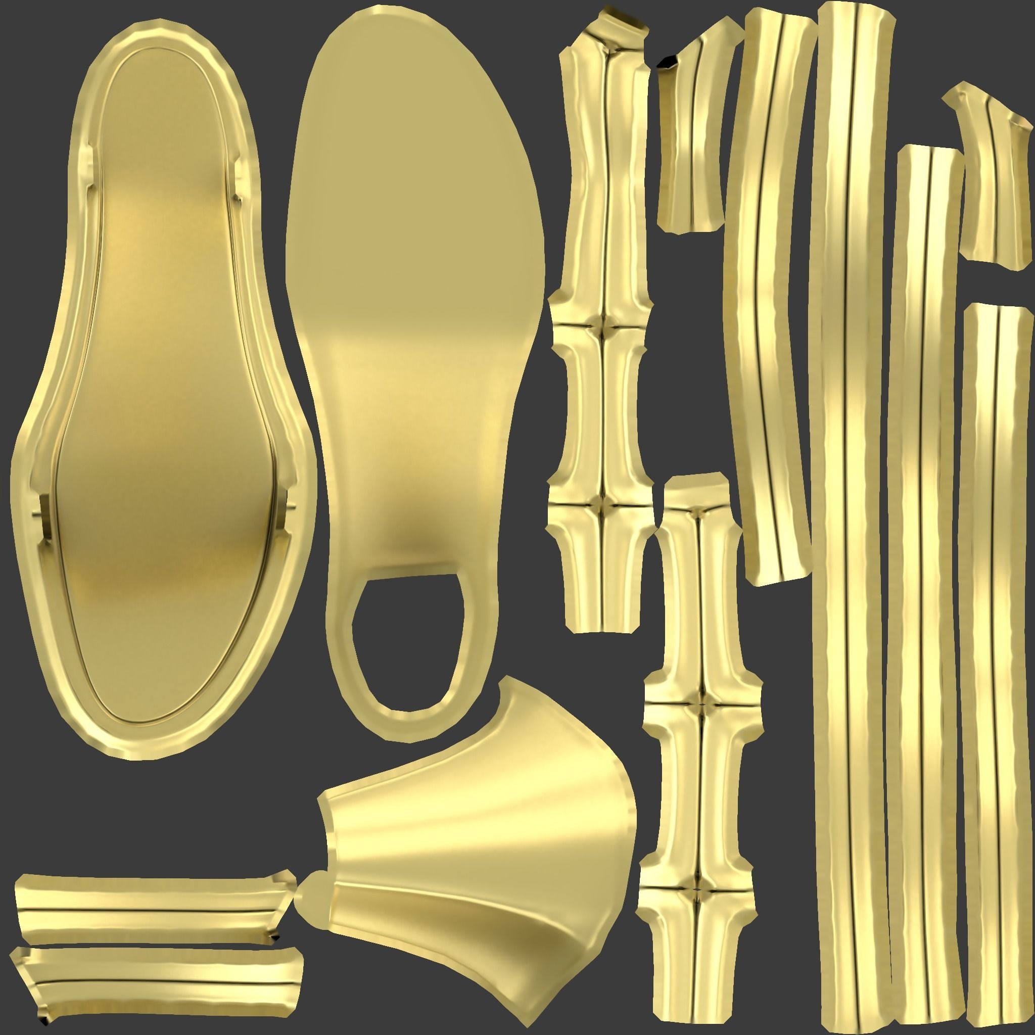 Female High Heel Gladiator Shoes Low-poly 3D model_9