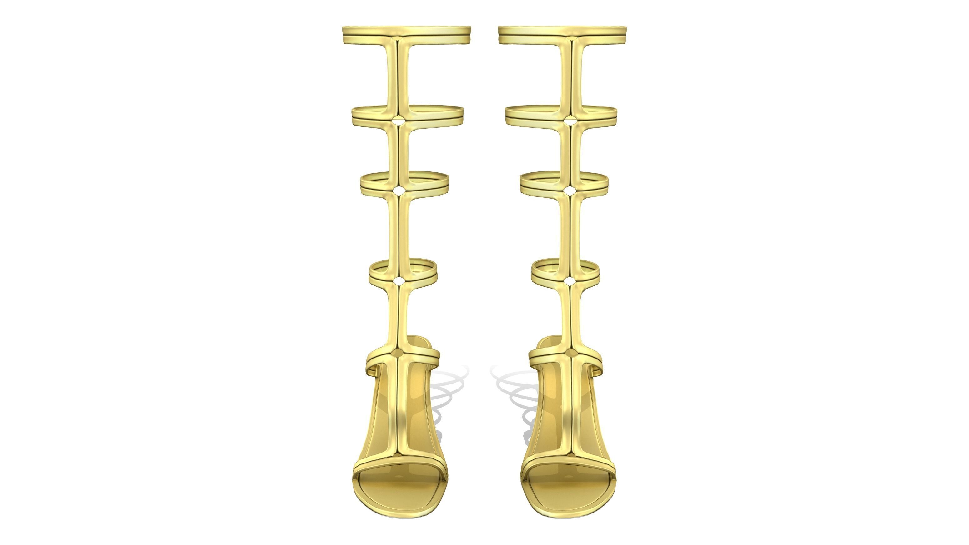 Female High Heel Gladiator Shoes Low-poly 3D model_2