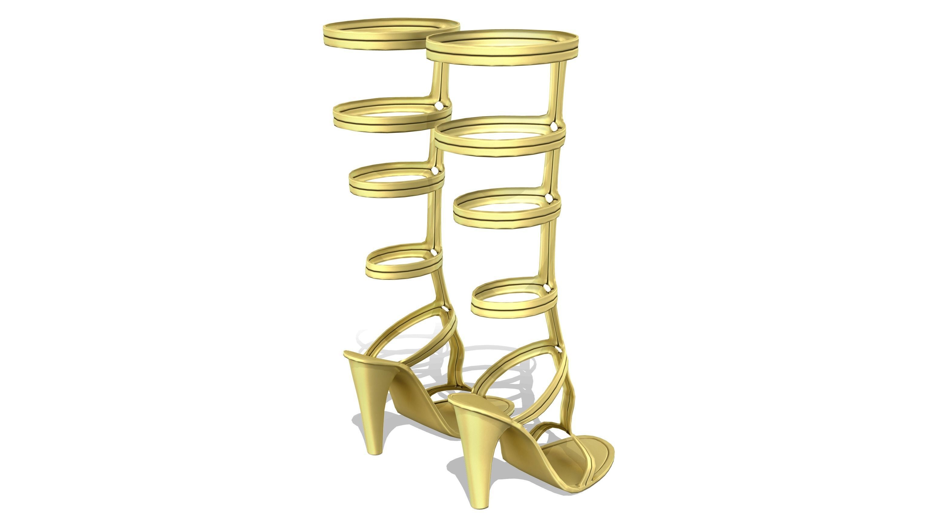 Female High Heel Gladiator Shoes Low-poly 3D model_5