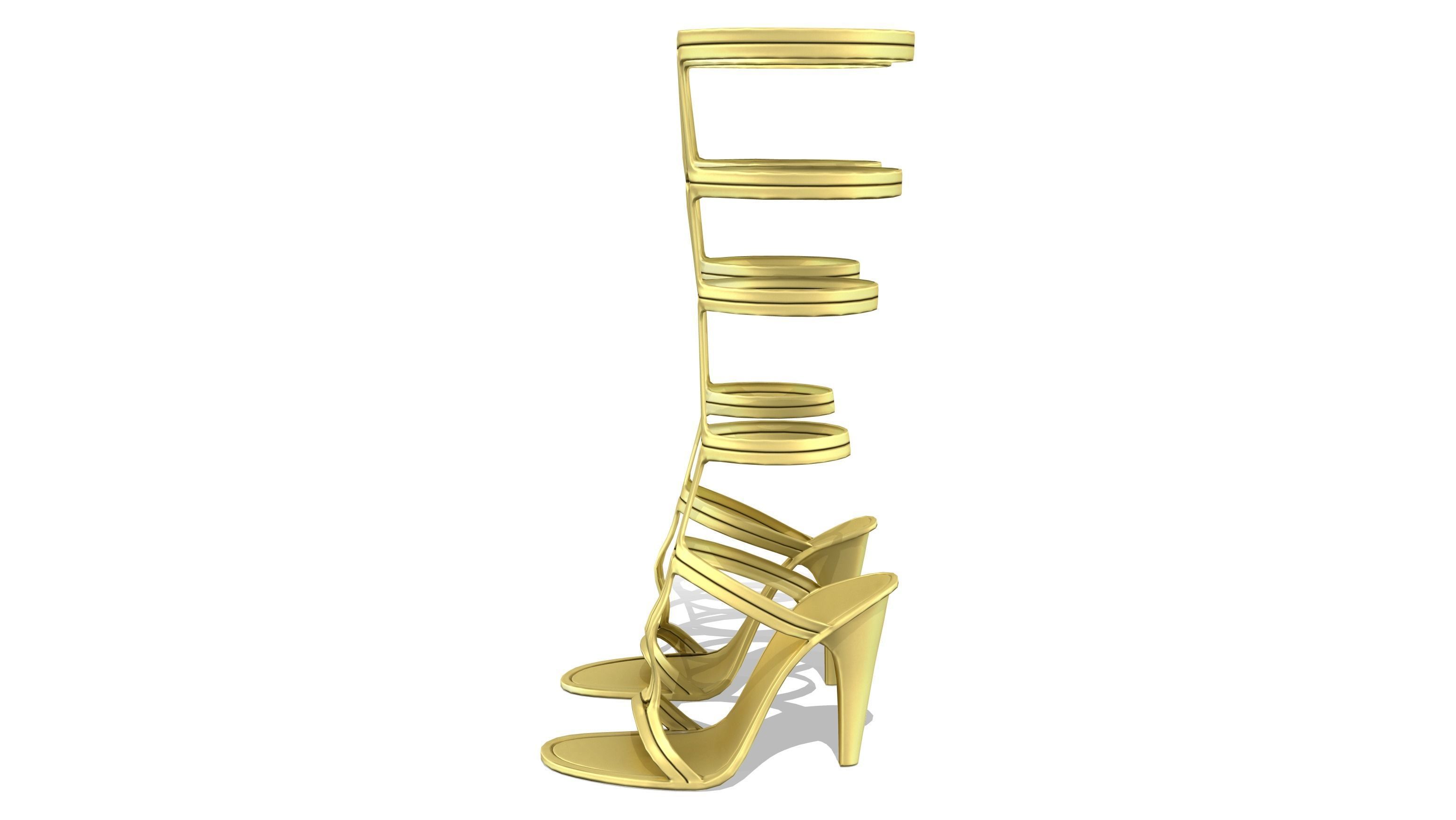 Female High Heel Gladiator Shoes Low-poly 3D model_3