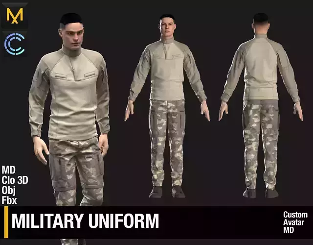 Military Uniform Marvelous Designer Clo 3D project 3D model