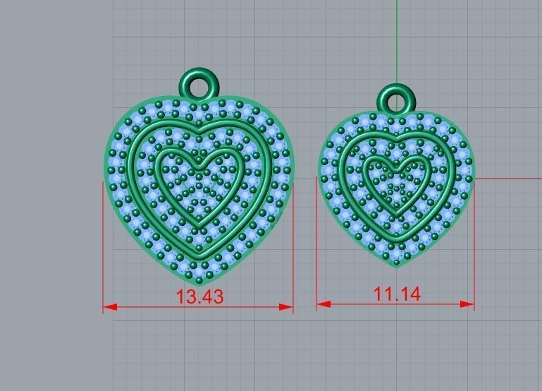 2 heart pendant 3D print model_1