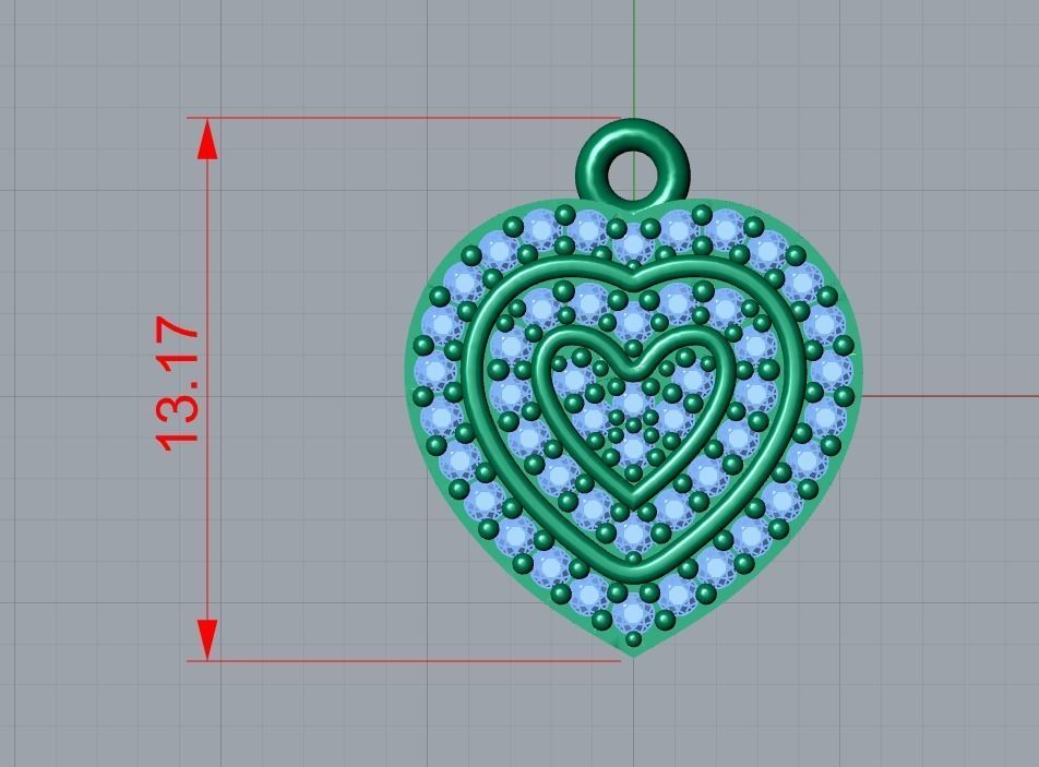 2 heart pendant 3D print model_15