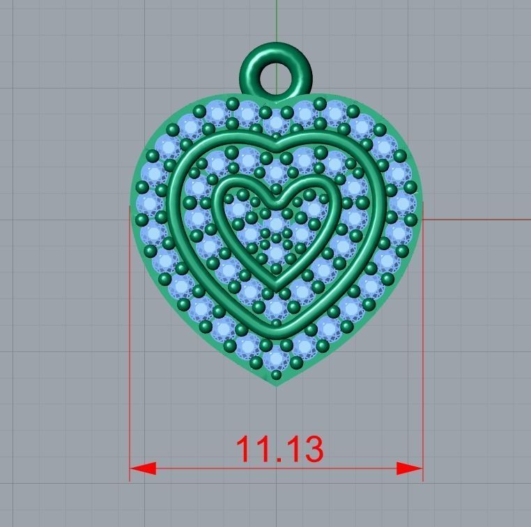 2 heart pendant 3D print model_17