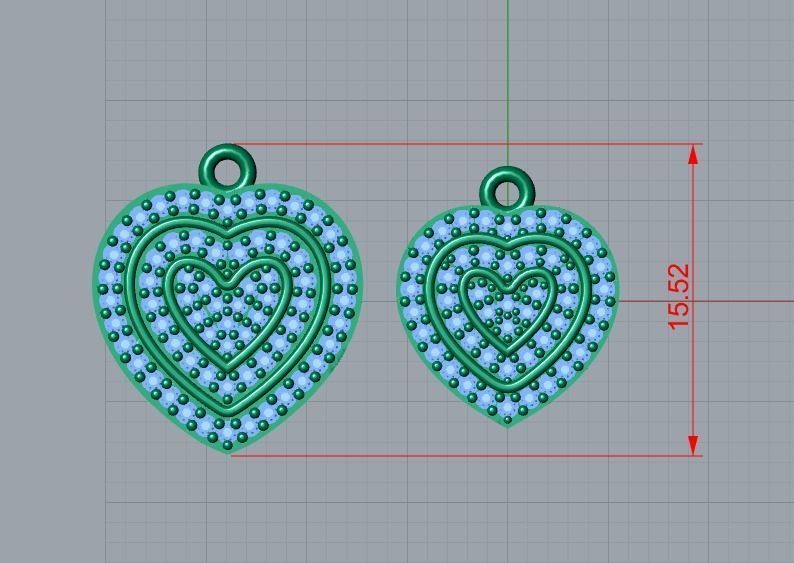 2 heart pendant 3D print model_2