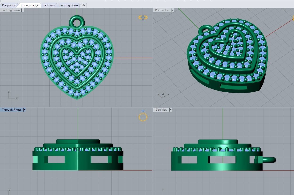 2 heart pendant 3D print model_10