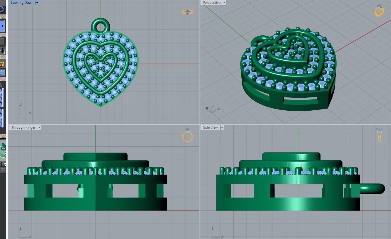 2 heart pendant 3D print model_9