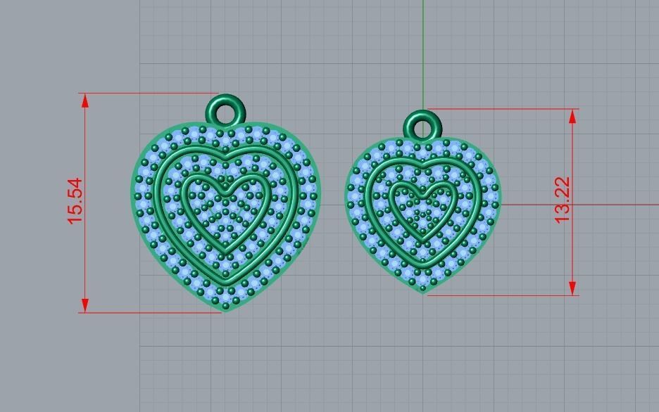 2 heart pendant 3D print model_3