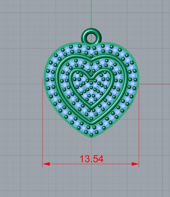 2 heart pendant 3D print model_20