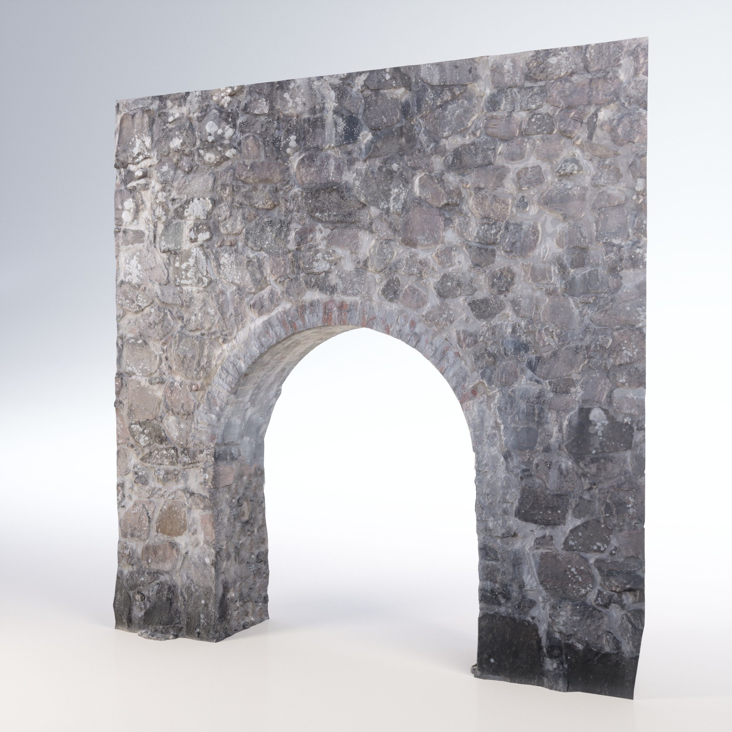 Old castle wall part A Low-poly 3D model_4