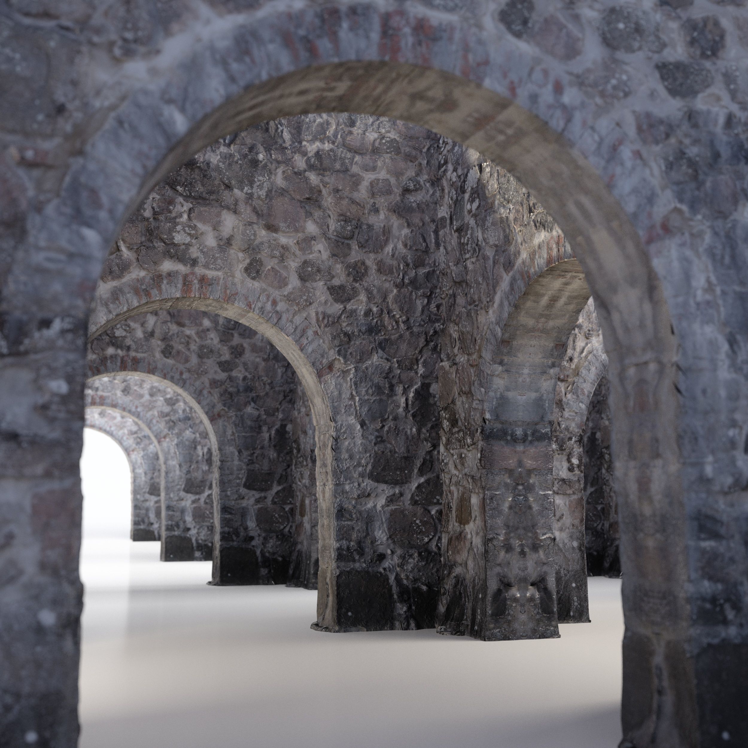 Old castle wall part A Low-poly 3D model_3