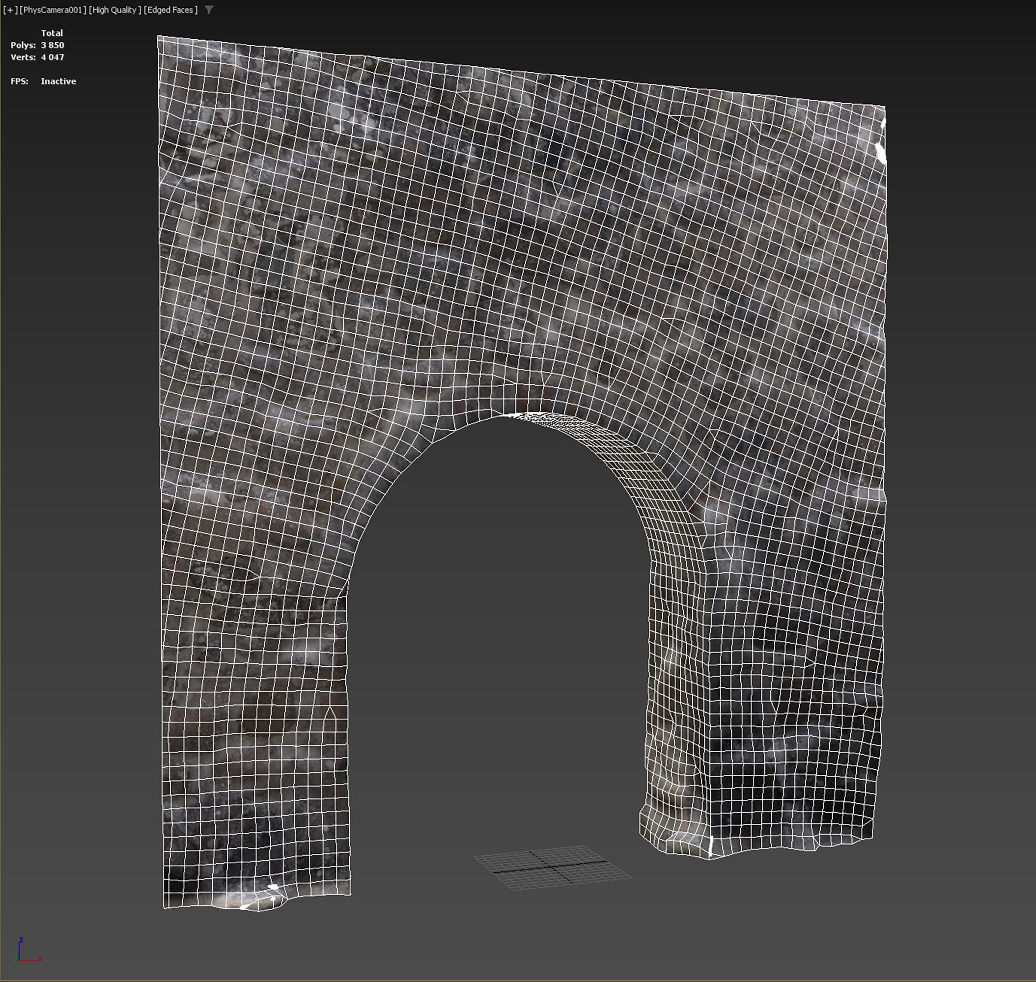Old castle wall part A Low-poly 3D model_6