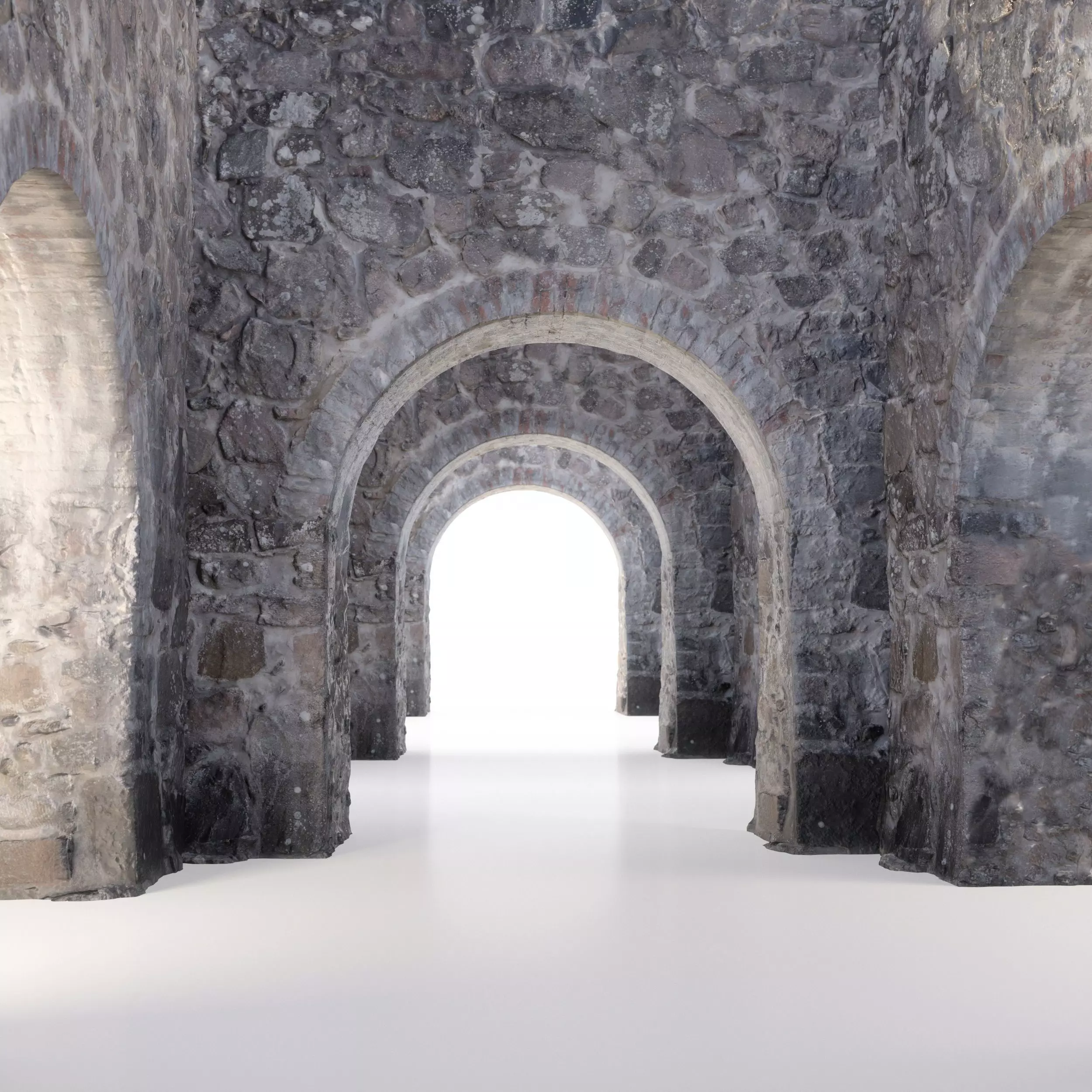 Old castle wall part A Low-poly 3D model_0