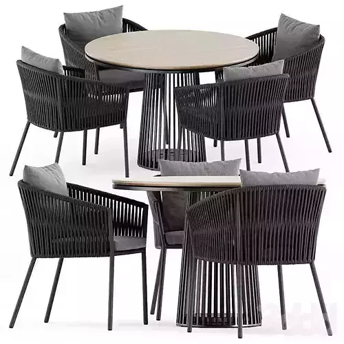 Porto Dining Chair by burkedecor and Grid table by solpuri