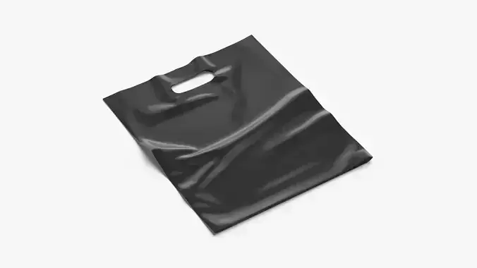 Black Die-cut Plastic Bag - handle packet Low-poly 3D model
