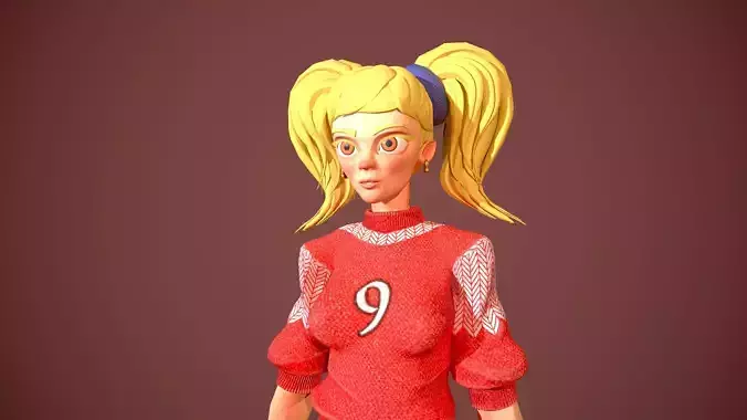 Basket girl  Low-poly 3D model