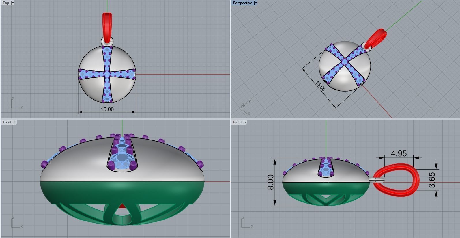 cross hollow pendant model 345 3D print model_3