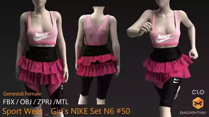Sport Wear  Girls NIKE Set  N6  50  CLO3D ZPRJ FBX OBJ MTL