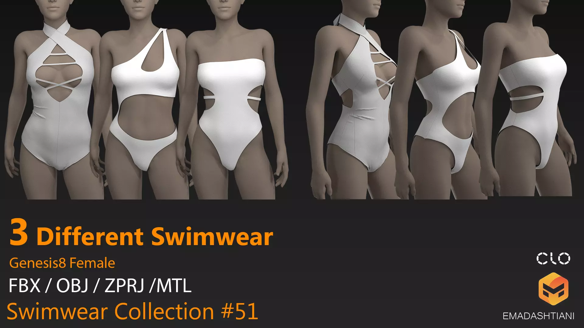 Swimwear Collection 51 CLO3D ZPRJ FBX OBJ MTL 3D model